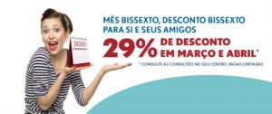 Promoção Traga um amigo em fevereiro bissexto com desconto do 29% em março e abril nos centros de Supera.