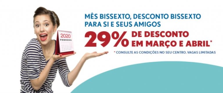 Promoção Traga um amigo em fevereiro bissexto com desconto do 29% em março e abril nos centros de Supera.