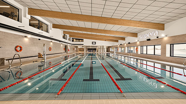 Zona de Piscina Climatizada no Ginásio C.D. Supera Seixal